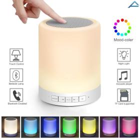 Haut-parleur Bluetooth + veilleuse tactile LED colorée  /AUX / TF CART/USB