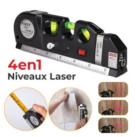 Niveau Laser 4en1 Fixit Level pro 3 Outil de musure Polyvalent Ruban De 8 Pieds
