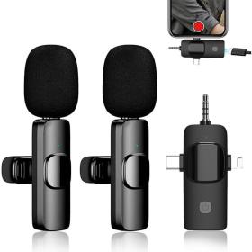 Microphone cravate sans fil 3 en 1 Plug and Play avec puce de réduction du bruit  ميكروفون لاسلكي