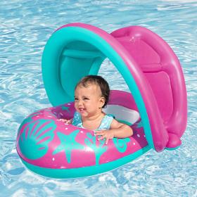  Bouée Bébé avec Pare-Soleil Intégré pour Protection Solaire Totale– عوامة مائية للأطفال