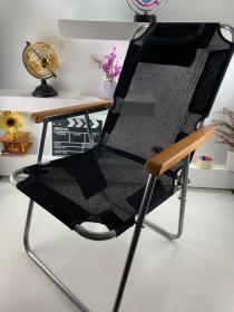 Chaise Longue Pliante avec Coussin Doux et Accoudoirs en Bois  – كرسي حجم كبير للخرجات