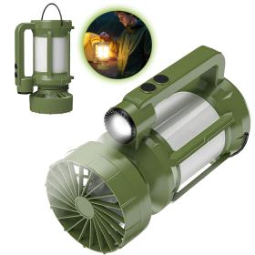 Lanterne de Camping 2en1 : Lumière LED + Ventilateur Rechargeable – مصباح ومروحة محمولة