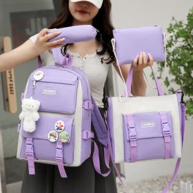 Ensemble de sacs d’école Kawai pour adolescents 4Pcs HAOLIDA V2 Mauve – محفظة 4 قطع كاواي بنفسجي