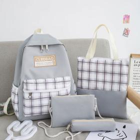 Ensemble de sacs d’école Kawai pour adolescents 4Pcs CLBD V4 Gris – محفظة 4 قطع كاواي رمادي