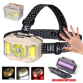 Lampe frontale LED COB à induction Rechargeable par USB 5 Modes – مصباح رأس قابل للشحن