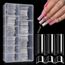 100PCS faux on-gles carrés transparents professionnels en acrylique – طقم أظافر صناعية