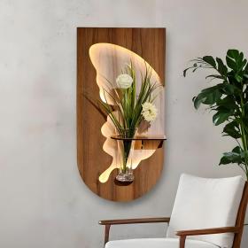Panneau Mural Décoratif avec Éclairage LED Design Moderne en Bois V1