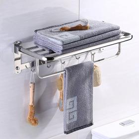 Porte-serviettes mural pliable en acier inoxydable avec crochets GM – علاقة مناشف قابلة للطي