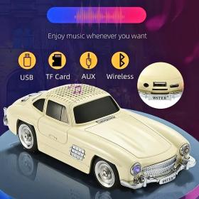 Haut-parleur audio Bluetooth sans fil En forme de Voiture Vintage , Carte mémoire , appels , AUX , Clé USB , FM RADIO