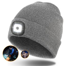 Bonnet LED Rechargeable par USB – Gris