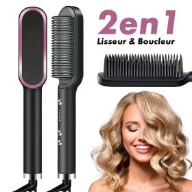 Brosse à cheveux chauffante en céramiii-ique 6 niveaux de chaleur  360° – Lisseur HQT-909B